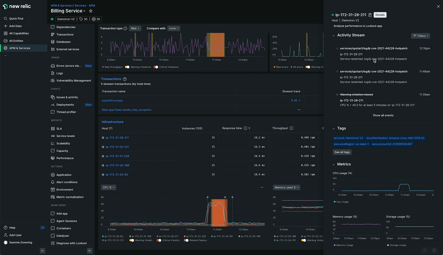 host with critical incidents A gif depicting a deeper inspection of a host with critical incidents