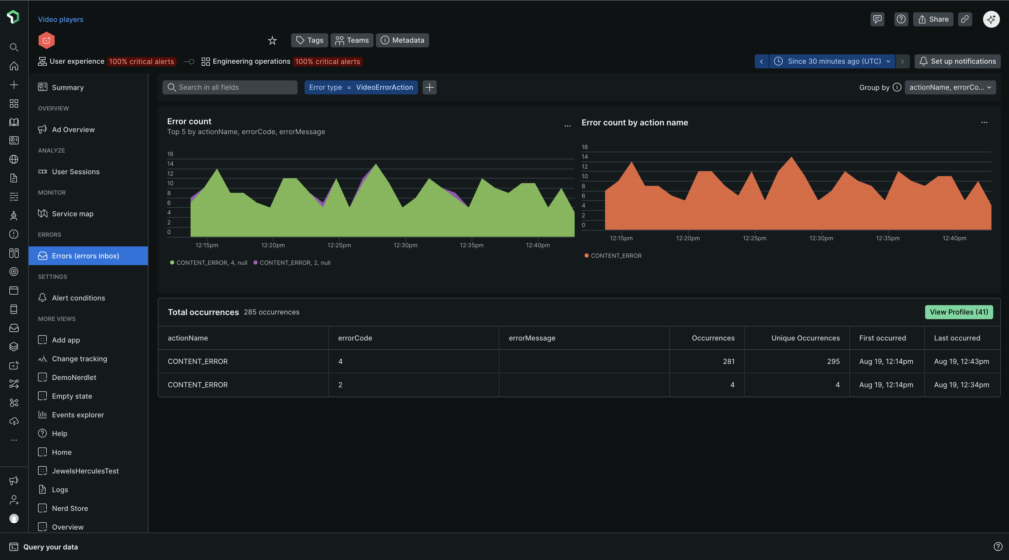 Error page Error summary page