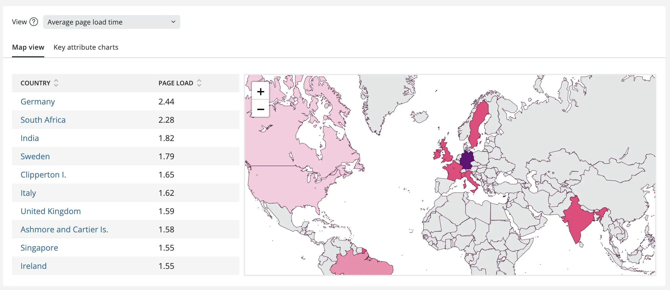 Screenshot showing filterable geography